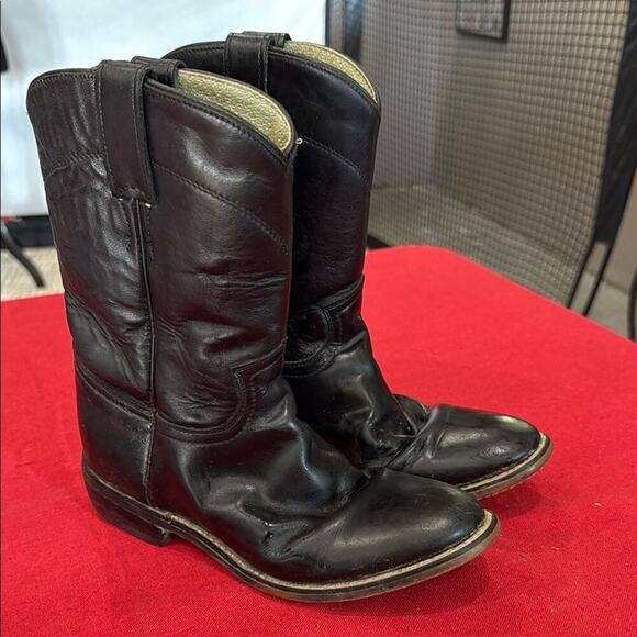 Kids Justin Boots Black Cowboy Western Boots - Picture 1 of 5